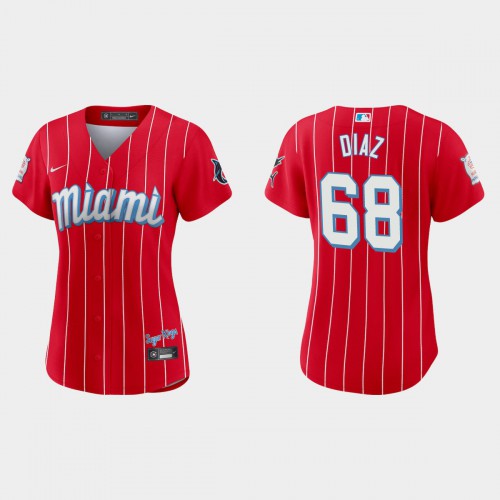 Miami Miami Marlins #68 Lewin Diaz Women's 2021 City Connect Authentic Jersey Red Womens
