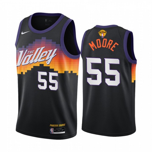 Phoenix Suns #55 ETwaun Moore Youth 2021 Finals Bound City Edition Jersey Black Youth