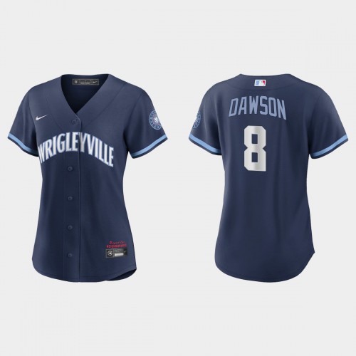 Chicago Chicago Cubs #8 Andre Dawson Women's 2021 City Connect Navy Jersey Womens
