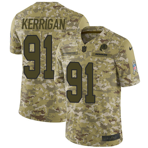 Washington Commanders #91 Ryan Kerrigan Camo Youth Stitched Limited 2018 Salute to Service Jersey Youth