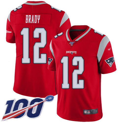 Patriots #12 Tom Brady Red Men's Stitched Limited Inverted Legend 100th Season Jersey