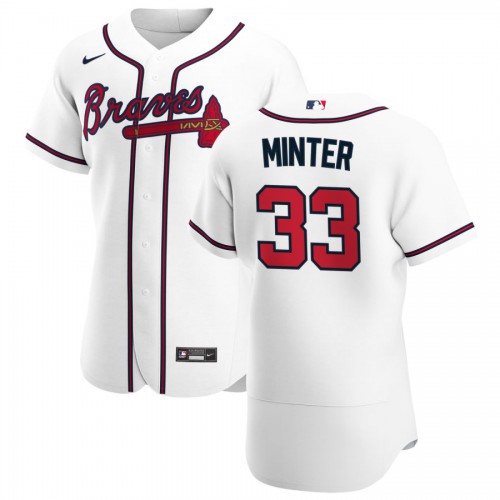 Atlanta Atlanta Braves #33 A.J. Minter Men's White Home 2020 Authentic Player Jersey Men's