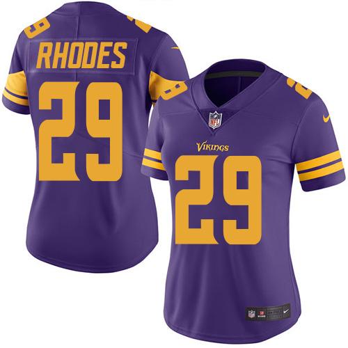 Minnesota Vikings #29 Xavier Rhodes Purple Women's Stitched Limited Rush Jersey Womens