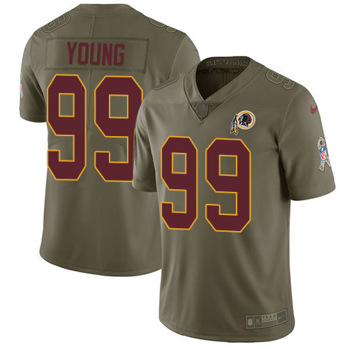 Commanders #99 Chase Young Olive Men's Stitched Limited 2017 Salute To Service Jersey