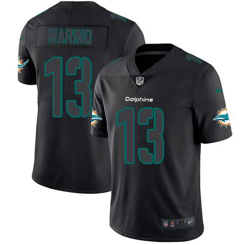 Dolphins #13 Dan Marino Black Men's Stitched Limited Rush Impact Jersey