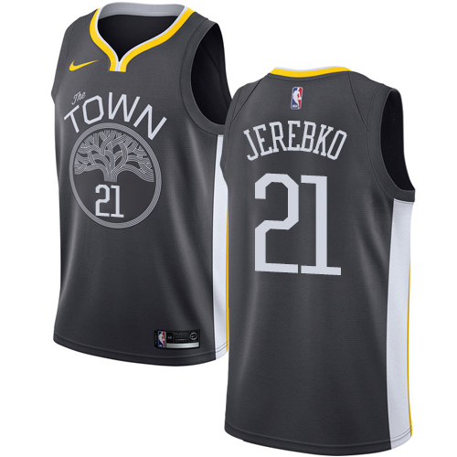 Golden State Warriors #21 Jonas Jerebko Black Swingman Statement Edition Jersey Mens