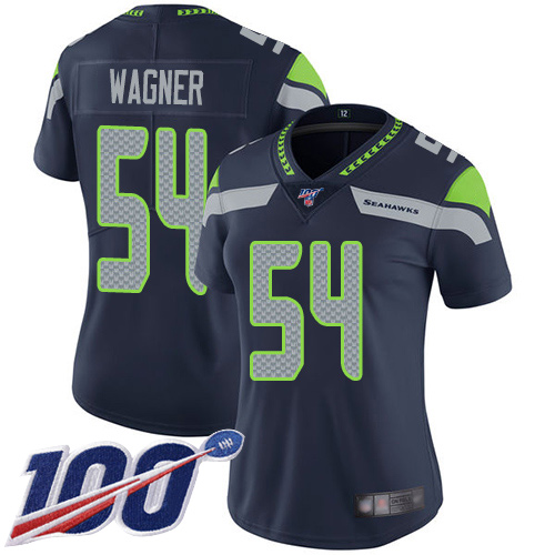 Seattle Seahawks #54 Bobby Wagner Steel Blue Team Color Women's Stitched 100th Season Vapor Limited Jersey Womens