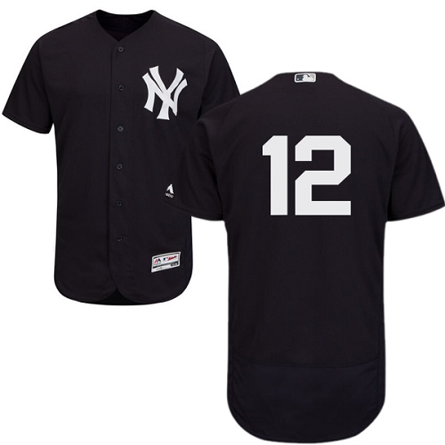 New York Yankees #12 Wade Boggs Navy Blue Flexbase Authentic Collection Stitched Jersey Men's