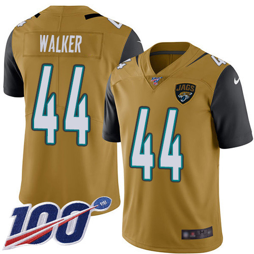Jaguars #44 Travon Walker Gold Men's Stitched Limited Rush 100th Season Jersey