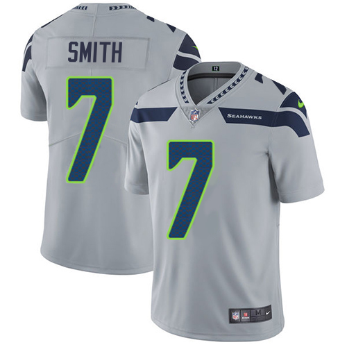 Seahawks #7 Geno Smith Grey Alternate Men's Stitched Vapor Untouchable Limited Jersey