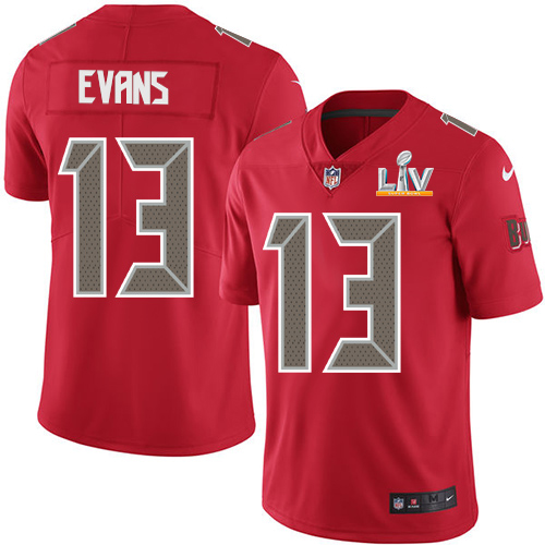 Buccaneers #13 Mike Evans Red Men's Super Bowl LV Bound Stitched Limited Rush Jersey