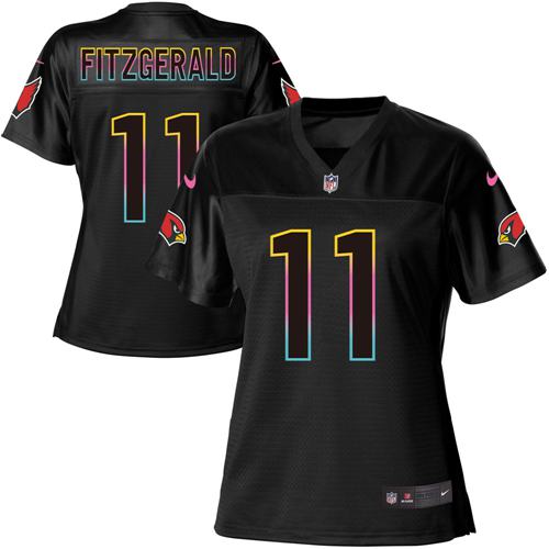 Cardinals #11 Larry Fitzgerald Black Women's Fashion Game Jersey
