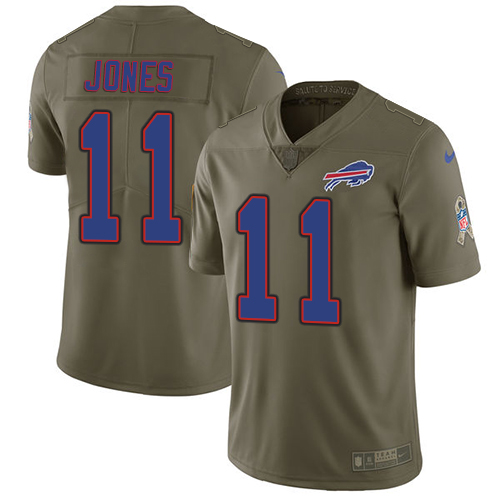 Buffalo Bills #11 Zay Jones Olive Men's Stitched Limited 2017 Salute To Service Jersey Men's