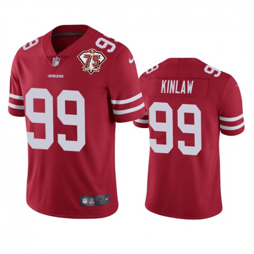 San Francisco 49ers #99 Javon Kinlaw Red Men's 75th Anniversary Stitched Vapor Untouchable Limited Jersey Men's