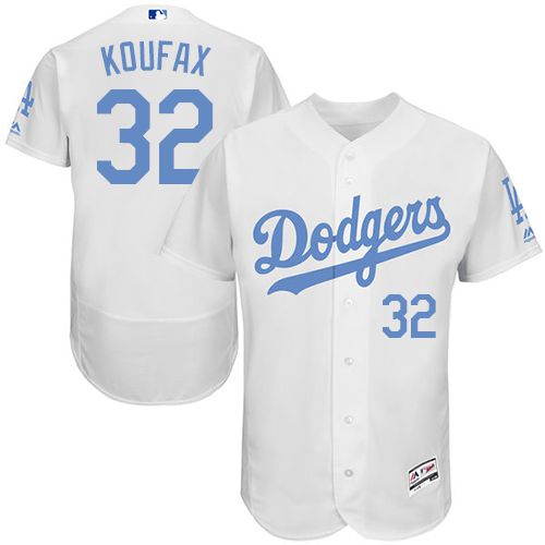 Los Angeles Dodgers #32 Sandy Koufax White Flexbase Authentic Collection Father's Day Stitched Jersey Men's