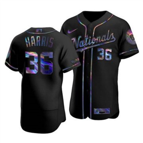 Washington Washington Nationals #36 Will Harris Men's Iridescent Holographic Collection Jersey - Black Men's