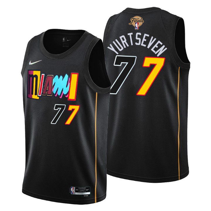 Miami Heat #77 Omer Yurtseven Black 2023 Finals Patch Swingman Jersey - City Edition