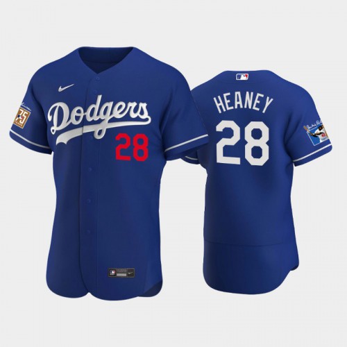 Los Angeles Los Angeles Dodgers #28 Andrew Heaney Men's Jackie Robinson 75th Anniversary Authentic Jersey - Royal Men's