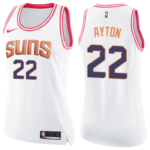 Phoenix Suns #22 Deandre Ayton White/Pink Womens Swingman Fashion Jersey Womens