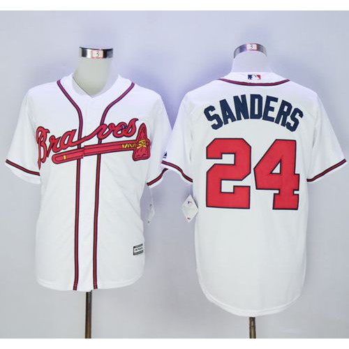 Atlanta Braves #24 Deion Sanders White New Cool Base Stitched Jersey Men's