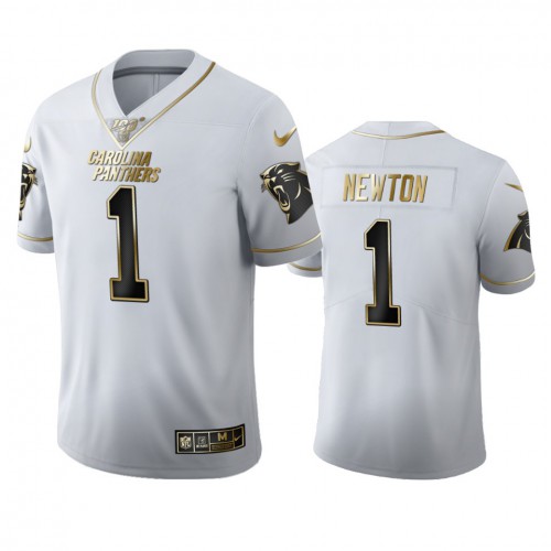 Carolina Carolina Panthers #1 Cam Newton Men's White Golden Edition Vapor Limited 100 Jersey Men's