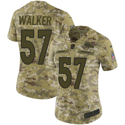 Denver Broncos #57 Demarcus Walker Camo Women's Stitched Limited 2018 Salute to Service Jersey Womens