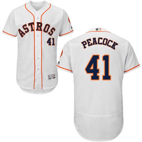 Houston Astros #41 Brad Peacock White Flexbase Authentic Collection Stitched Jersey Men's