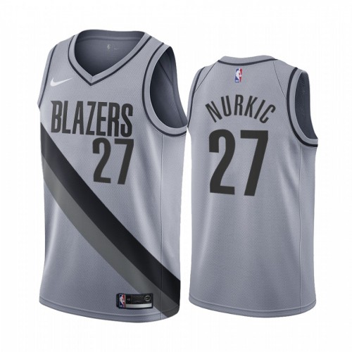 Portland Trail Portland Trail Blazers #27 Jusuf Nurkic Gray Youth Swingman 2020-21 Earned Edition Jersey Youth