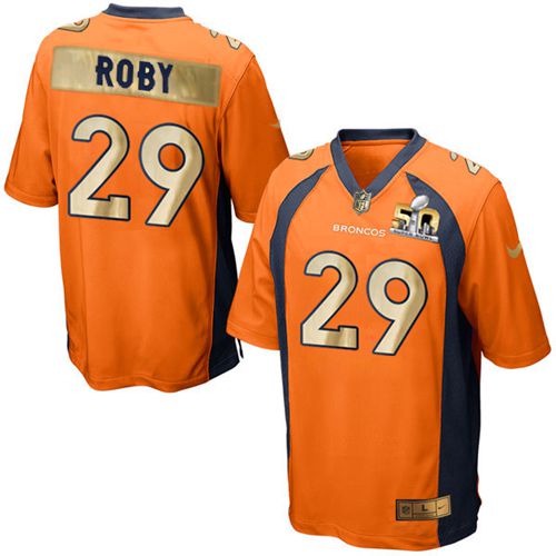 Denver Broncos #29 Bradley Roby Orange Team Color Men's Stitched Game Super Bowl 50 Collection Jersey Men's
