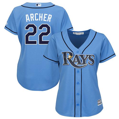 Tampa Bay Rays #22 Chris Archer Light Blue Alternate Women's Stitched Jersey Womens