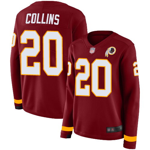 Washington Commanders #20 Landon Collins Burgundy Red Team Color Women's Stitched Limited Therma Long Sleeve Jersey Womens