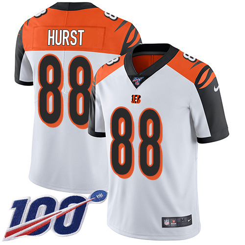 Bengals #88 Hayden Hurst White Men's Stitched 100th Season Vapor Untouchable Limited Jersey