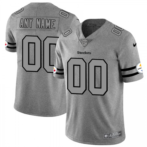 Pittsburgh Steelers Custom Men's Gray Gridiron II Vapor Untouchable Limited Jersey