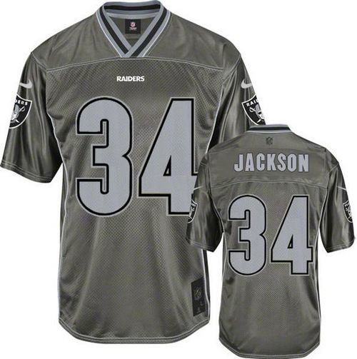 Raiders #34 Bo Jackson Grey Men's Stitched Elite Vapor Jersey