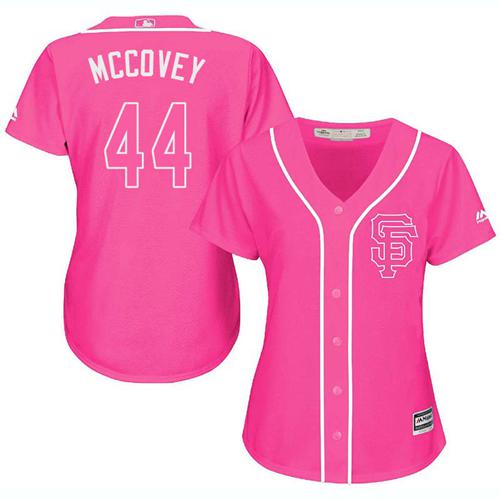 San Francisco Giants #44 Willie McCovey Pink Fashion Women's Stitched Jersey Womens