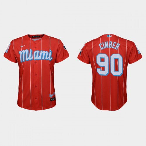 Miami Miami Marlins #90 Adam Cimber Youth 2021 City Connect Authentic Jersey Red Youth