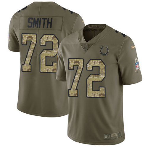 Indianapolis Colts #72 Braden Smith Olive/Camo Men's Stitched Limited 2017 Salute to Service Jersey Men's