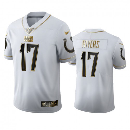 Indianapolis Indianapolis Colts #17 Philip Rivers Men's White Golden Edition Vapor Limited 100 Jersey Men's