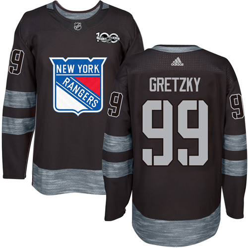 Adidas New York Rangers #99 Wayne Gretzky Black 1917-2017 100th Anniversary Stitched Jersey Men's