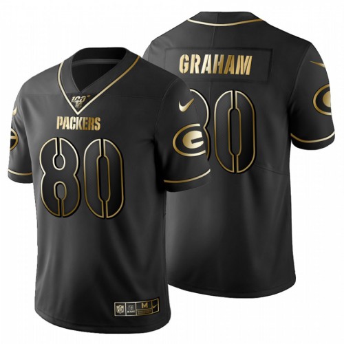 Green Bay Green Bay Packers #80 Jimmy Graham Men's Black Golden Limited 100 Jersey Men's