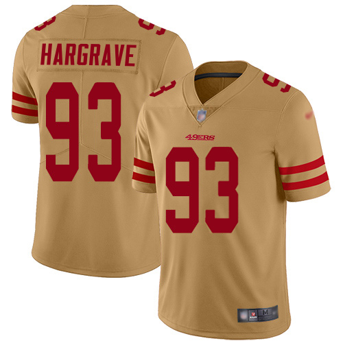 49ers #93 Javon Hargrave Gold Men's Stitched Limited Inverted Legend Jersey