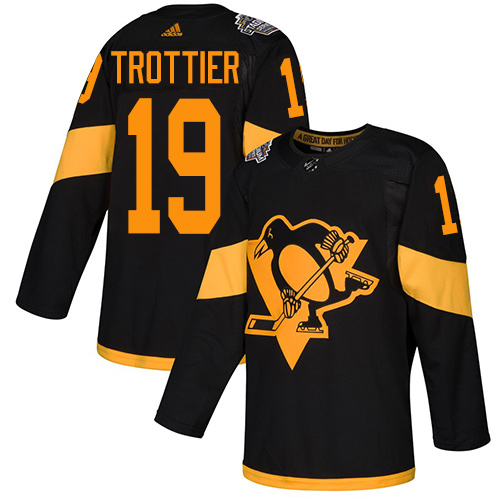 Adidas Pittsburgh Penguins #19 Bryan Trottier Black Authentic 2019 Stadium Series Stitched Jersey Men's