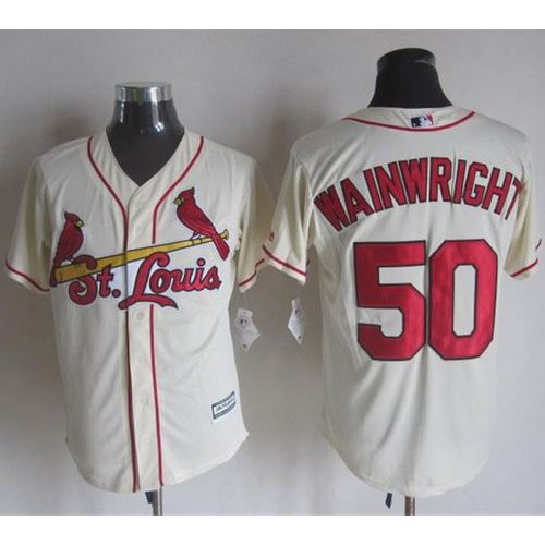 St.Louis Cardinals #50 Adam Wainwright Cream New Cool Base Stitched Jersey Men's