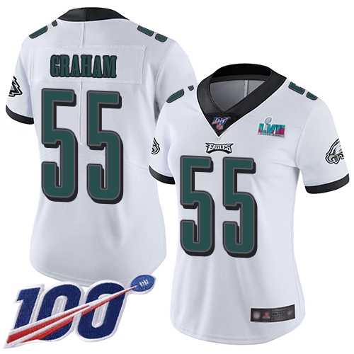 Eagles #55 Brandon Graham White Super Bowl LVII Patch Women's Stitched 100th Season Vapor Limited Jersey