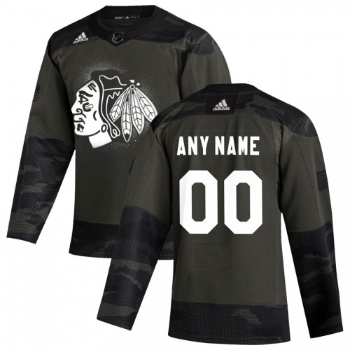 Chicago Blackhawks Adidas 2019 Veterans Day Authentic Custom Practice Jersey Camo