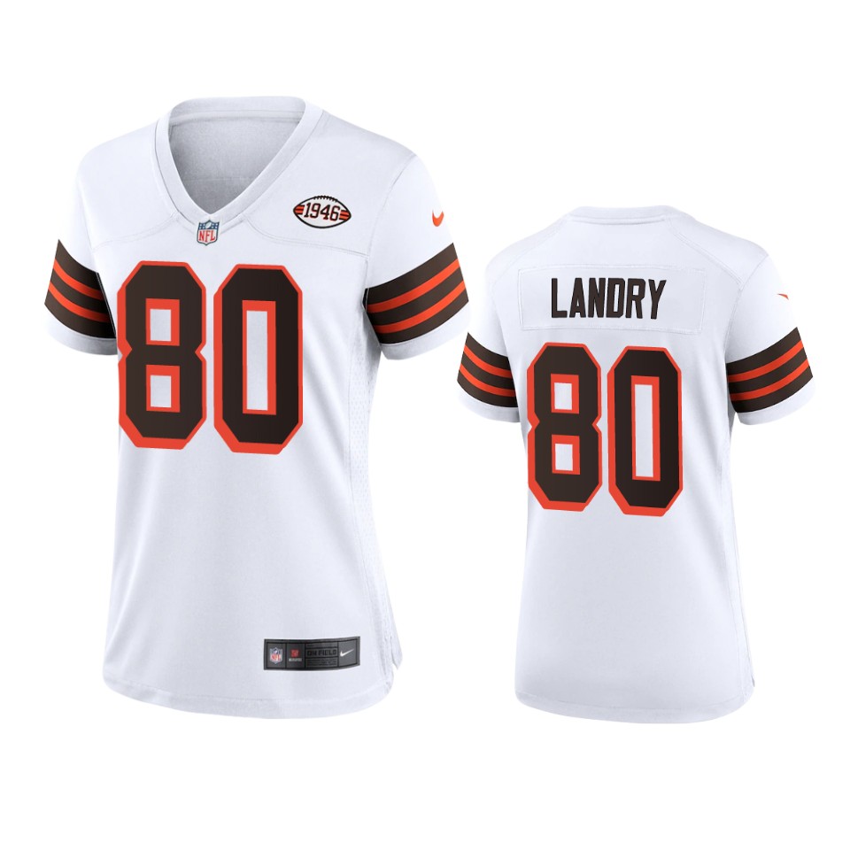 Women Browns #80 Jarvis Landry 1946 Collection Alternate Game Limited Jersey - White