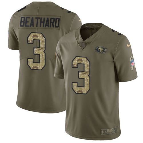 San Francisco 49ers #3 C.J. Beathard Olive/Camo Men's Stitched Limited 2017 Salute To Service Jersey Men's
