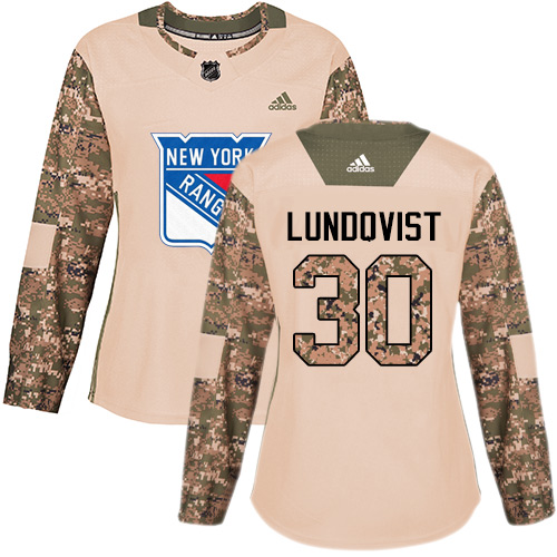 Adidas New York Rangers #30 Henrik Lundqvist Camo Authentic 2017 Veterans Day Women's Stitched Jersey Womens