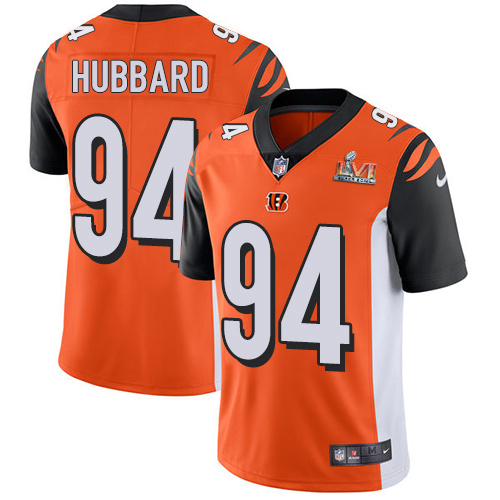 Bengals #94 Sam Hubbard Orange Alternate Super Bowl LVI Patch Men's Stitched Vapor Untouchable Limited Jersey