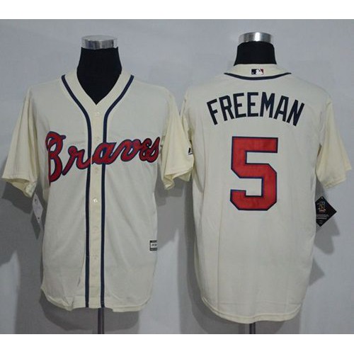 Atlanta Braves #5 Freddie Freeman Cream New Cool Base Stitched Jersey Men's